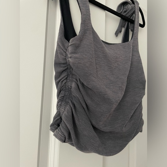 Free People Boulevard Tie-Strap Tank Top Sz Small in Grey Navy - Picture 5 of 11